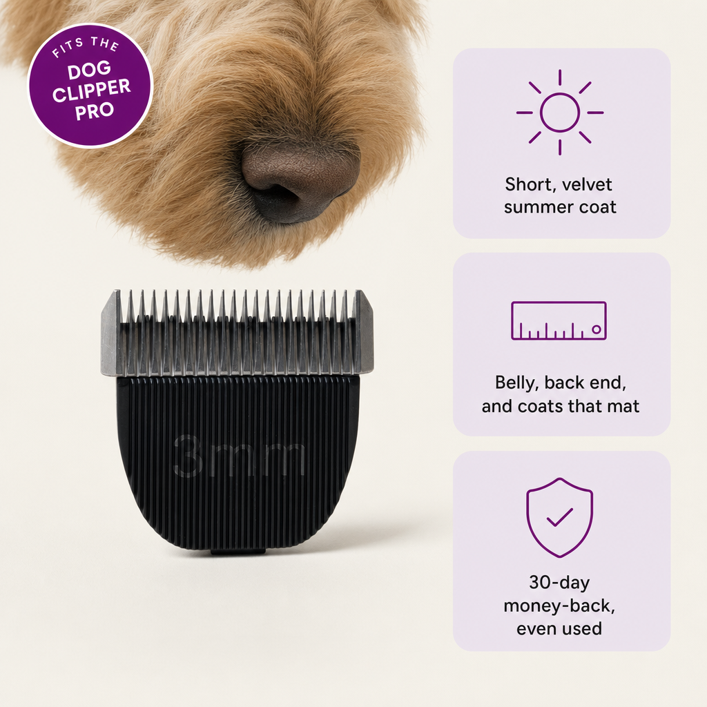 Bjaf 3 mm blade for the Dog Clipper Pro. Short velvet summer coat, belly and back end, coats that mat. 30-day money-back even used.